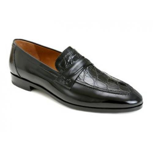 Mezlan "Walton" 3379C Black Genuine Crocodile Shoes